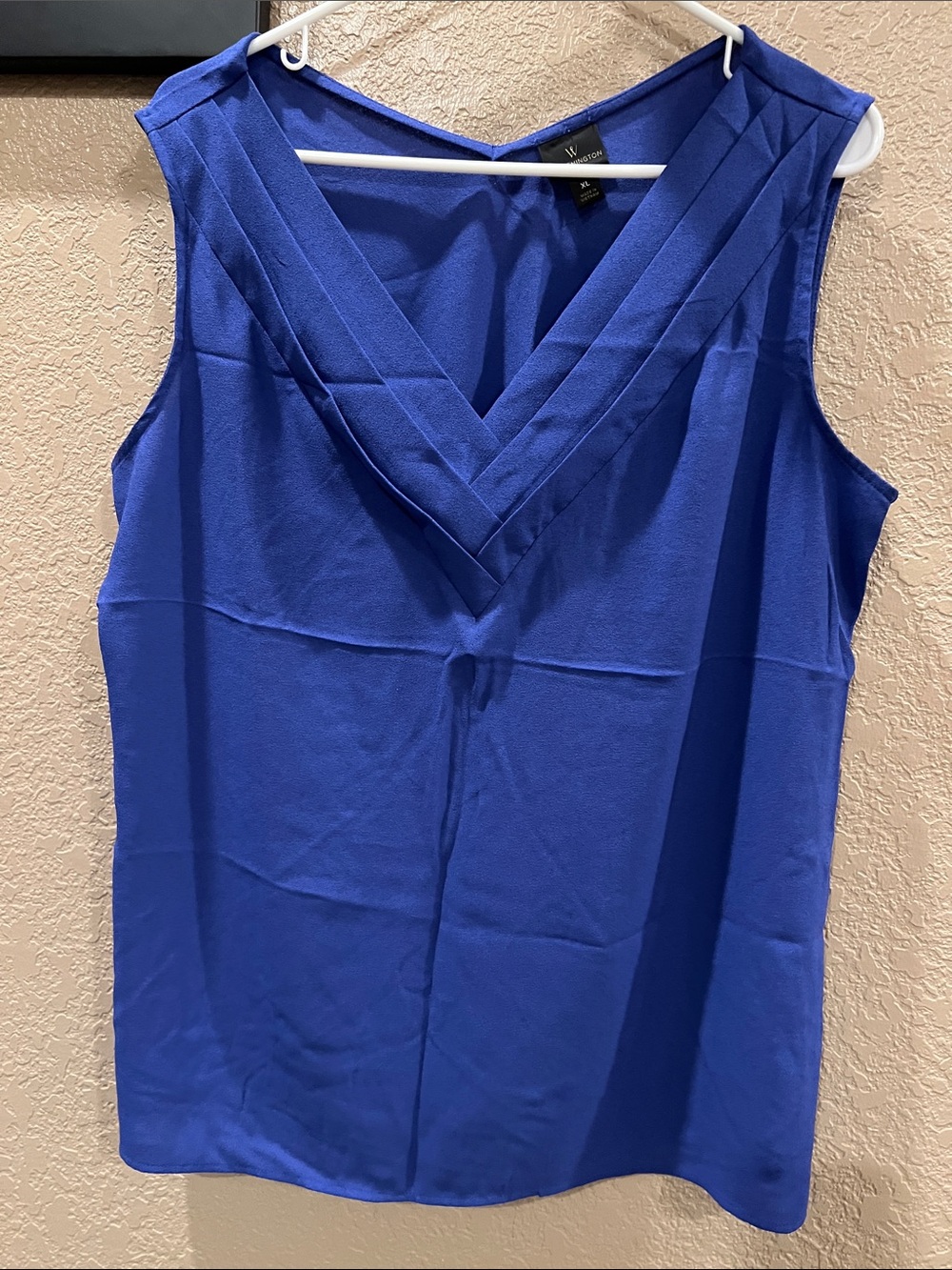 Worthington Royal Blue Sleeveless V-Neck Pleated Trim Camisole